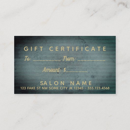 シックな美容師の美容師のギフト券 割引カード (裏面)