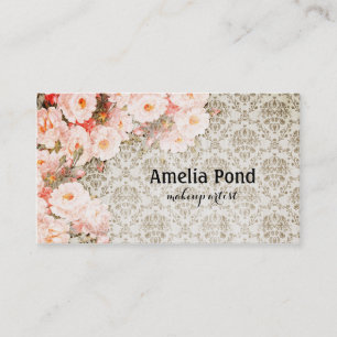 シックな美容師の美容師のメーキャップアーティストの花柄 名刺
