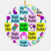 シックな美容師クリスマスオーナメント セラミックオーナメント (裏面)