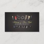 シックな美容師&メイクアップアーティストブラックリネン 名刺 (正面)