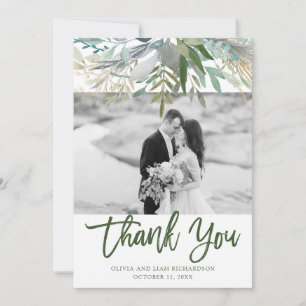 シックな群葉 の写真の結婚式 サンキューカード