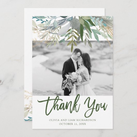 シックな群葉|の写真の結婚式 サンキューカード (正面/裏面)