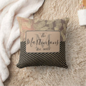 シックな羽と金ゴールドストライプモノグラムファミリー クッション (ブランケット)