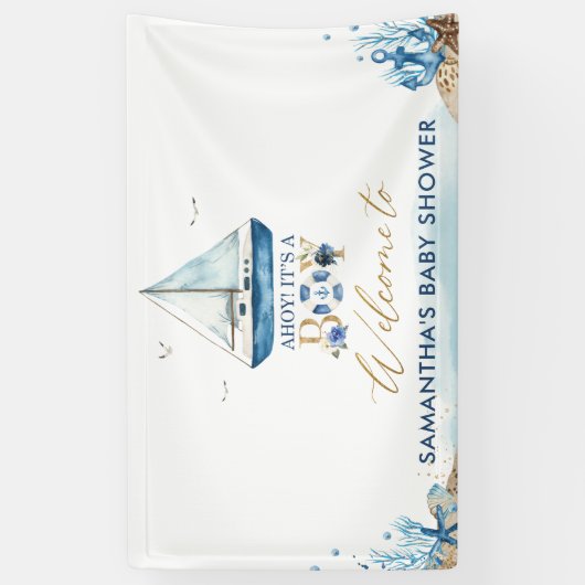 シックな航海の男の子のシャワー歓迎の背景 横断幕 (縦)