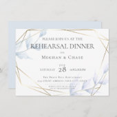 シックな色あせた薄紫と埃っぽい青い葉 招待状 (正面/裏面)