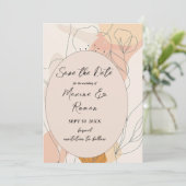 シックな色合いのピンクと黒い花とフレーム セーブザデート (スタンド正面)