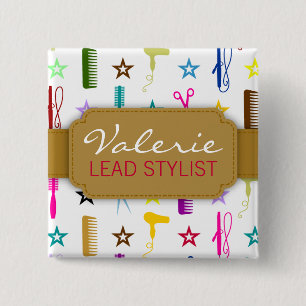 シックな色相の多彩でカスタムなヘアーサロンの名前入りの記章 缶バッジ