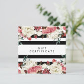 シックな花とサロンストライプギフト券 (スタンド正面)