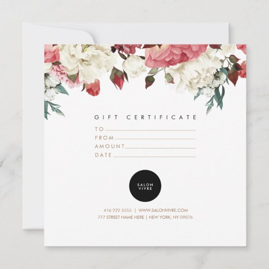 シックな花とサロンストライプギフト券 (裏面)