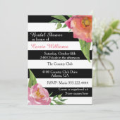 シックな花とストライプ花束シャワー招待 招待状 (スタンド正面)