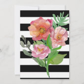 シックな花とストライプ花束シャワー招待 招待状 (裏面)