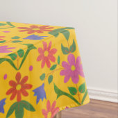 シックな花と水玉模様オンイエローテーブルクロス テーブルクロス (インサイチュ)