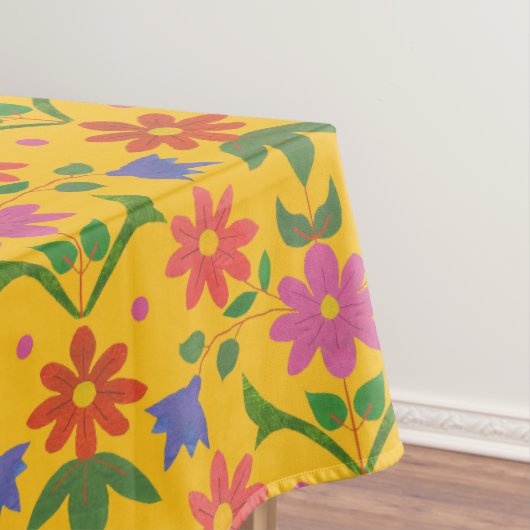 シックな花と水玉模様オンイエローテーブルクロス テーブルクロス (インサイチュ)