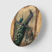 シックな花のフランスのな国のモダンなヴィンテージの孔雀 ラウンド壁時計 (傾斜)