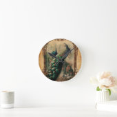 シックな花のフランスのな国のモダンなヴィンテージの孔雀 ラウンド壁時計 (ホーム)