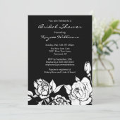 シックな花のブライダルシャワーの招待状の黒 招待状 (スタンド正面)