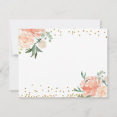 シックな花のモモの金ゴールドのサンキューカード 招待状 (裏面)