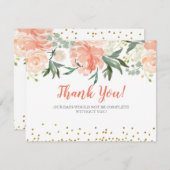 シックな花のモモの金ゴールドのサンキューカード 招待状 (正面/裏面)