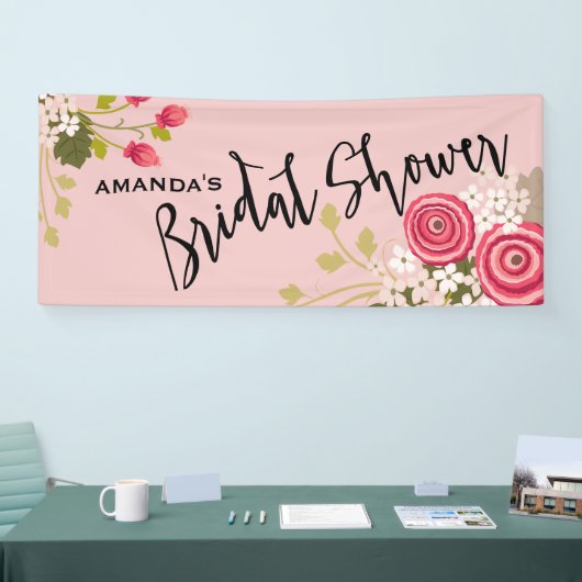 シックな花の庭のブライダルシャワーのお祝い 横断幕 (トレードショー)
