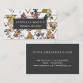 シックな花の金ゴールドの大理石の幾何学的な三角形 名刺 (正面/裏面)