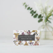 シックな花の金ゴールドの大理石の幾何学的な三角形 名刺 (スタンド正面)