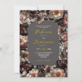 シックな花グレーの結婚式招待状 招待状 (正面)