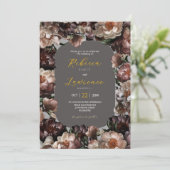 シックな花グレーの結婚式招待状 招待状 (スタンド正面)