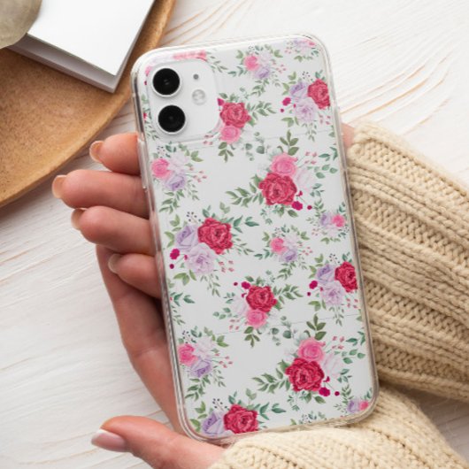 シックな花ピンクと赤の植物学スタイリッシュ Case-Mate iPhoneケース