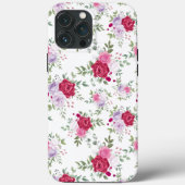 シックな花ピンクと赤の植物学スタイリッシュ Case-Mate iPhoneケース (裏面)