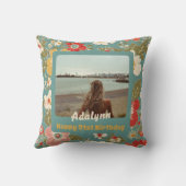 シックな花フォトギフト21歳の女性 クッション (裏面)