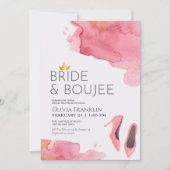シックな花嫁とブジェブライダルシャワー 招待状 (正面)