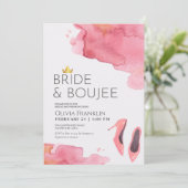 シックな花嫁とブジェブライダルシャワー 招待状 (スタンド正面)
