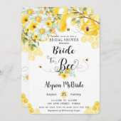 シックな花嫁へビーイエローフローラブライダルシャワー 招待状 (正面/裏面)