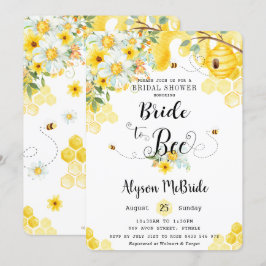 シックな花嫁へビーイエローフローラブライダルシャワー 招待状