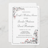 シックな花柄の渦巻のカップルのウェディングシャワー 招待状 (正面/裏面)