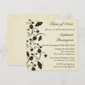 シックな花柄の渦巻の卒業パーティーの発表 招待状 (正面/裏面)