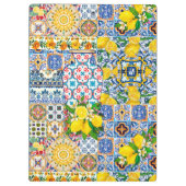 シックな花瓶オ地中海のレンジタイルのモノグラム クリップボード (裏面)