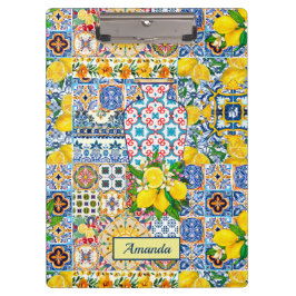 シックな花瓶オ地中海のレンジタイルのモノグラム クリップボード