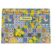 シックな花瓶オ地中海のレンジタイル ラージペーパーバッグ (正面)