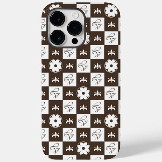 シックな茶色と白のパタ市松模様にーン Case-Mate iPhoneケース (裏面)