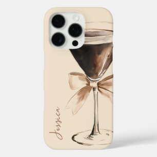 シックな茶色のガーリースクリプト水の色エスプレッソコーヒー iPhone 16 PROケース