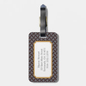 シックな茶色のギリシャ人の鍵幾何学的なパターンモノグラム ラゲッジタグ (裏面縦)