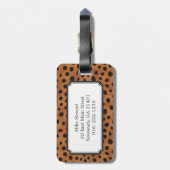 シックな茶色のチータのプリントのモノグラム ラゲッジタグ (裏面縦)