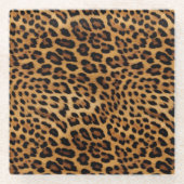 シックな茶色のヒョウの印刷フォーマット ガラスコースター (正面)