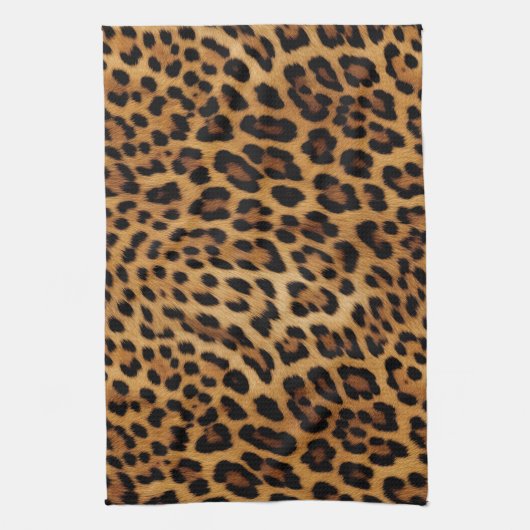 シックな茶色のヒョウの印刷フォーマット キッチンタオル (縦)
