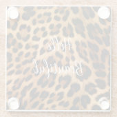 シックな茶色のヒョウ柄 ガラスコースター (裏面)