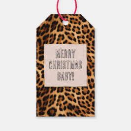 シックな茶色のヒョウ柄 ギフトタグ
