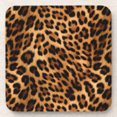 シックな茶色のヒョウ柄 コースター (正面)