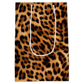 シックな茶色のヒョウ柄 ミディアムペーパーバッグ (裏面)