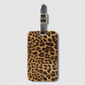 シックな茶色のヒョウ柄 ラゲッジタグ (正面縦)